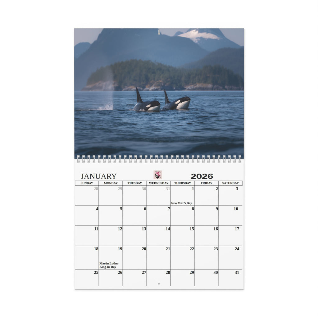 2026 Orca Wall Calendar  12-Month Marine Calendar