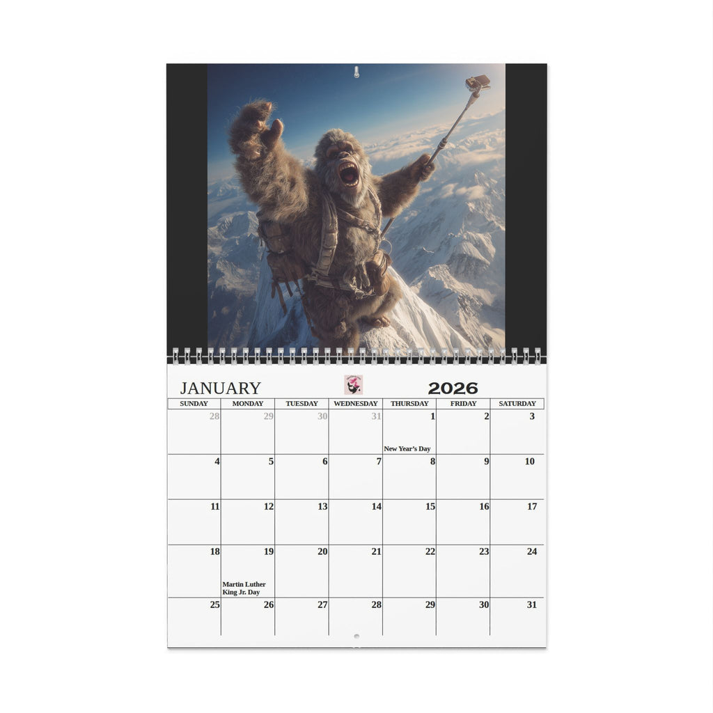2026 Adventure Yeti Wall Calendar  Bigfoot Adventure Calendar