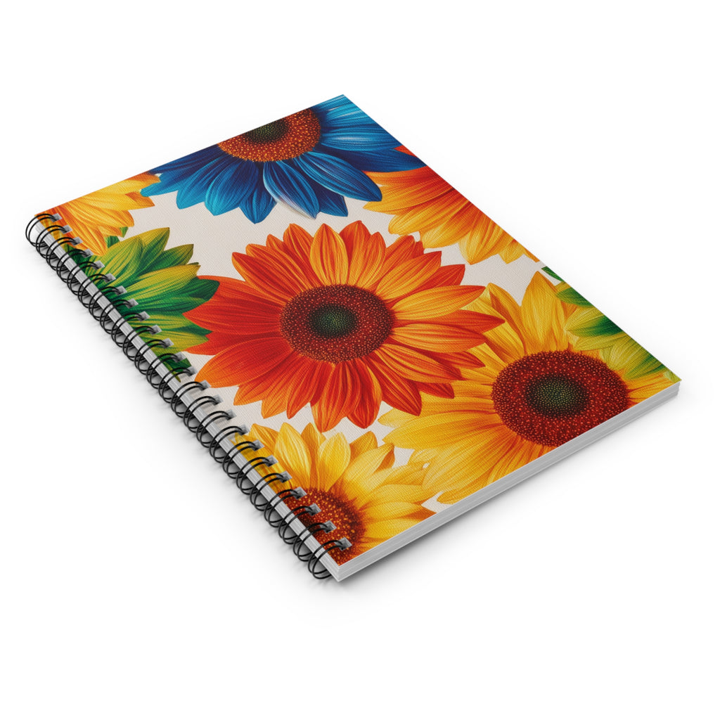 Vibrant Floral Spiral Notebook, Sunflower Journal, Cute Writing Pad, Gift for Students, Creative Notepad, Inspirational Stationery