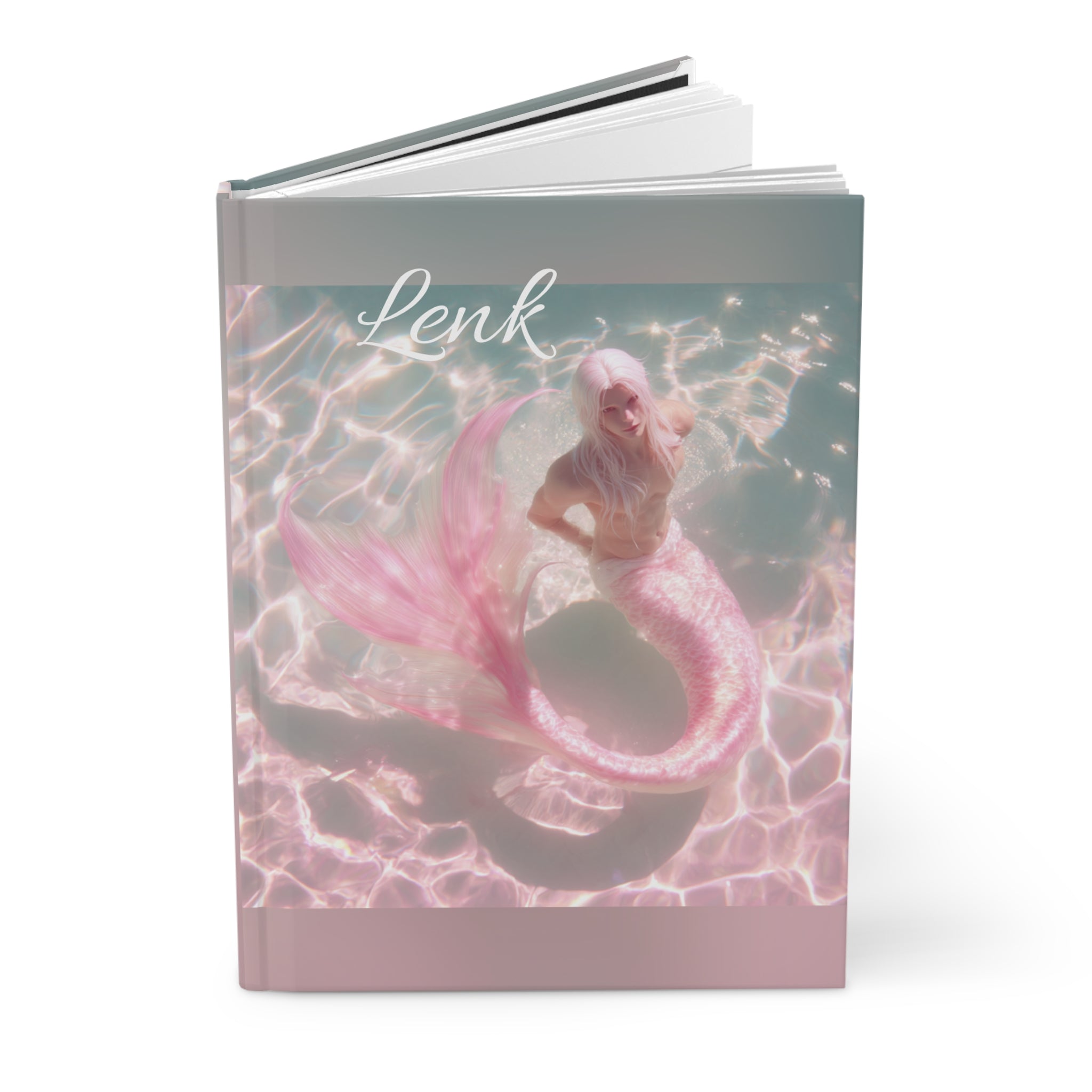 Merman/Mermaid Hardcover Journal 'Lenk' Pink Ocean Notebook