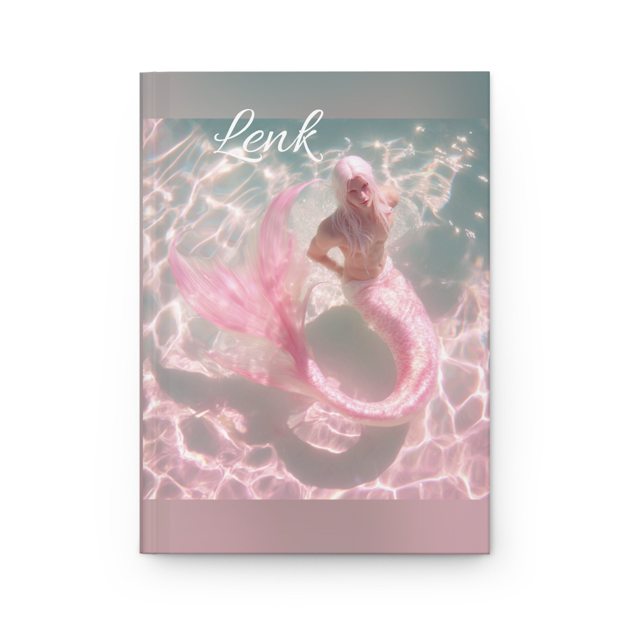 Merman/Mermaid Hardcover Journal 'Lenk' Pink Ocean Notebook