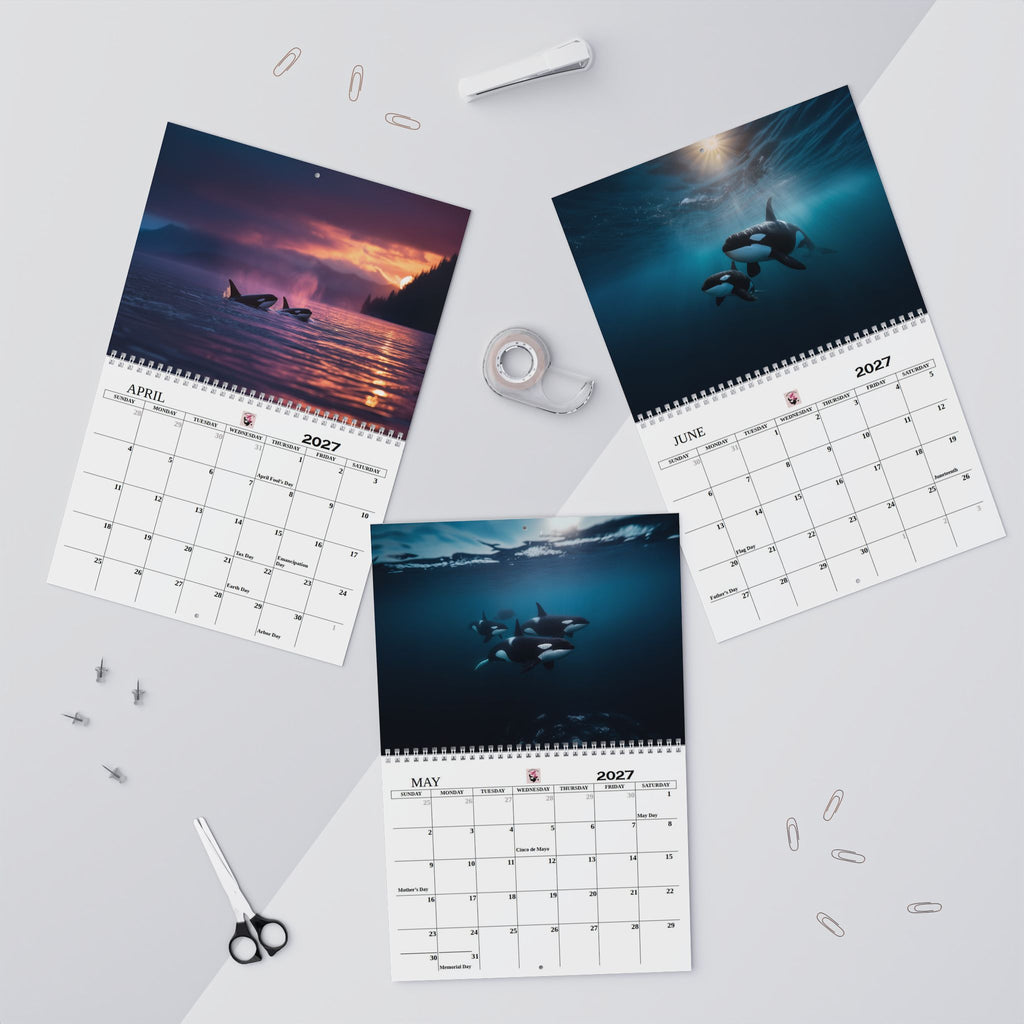 2027 Orca Wall Calendar  12-Month Marine Calendar