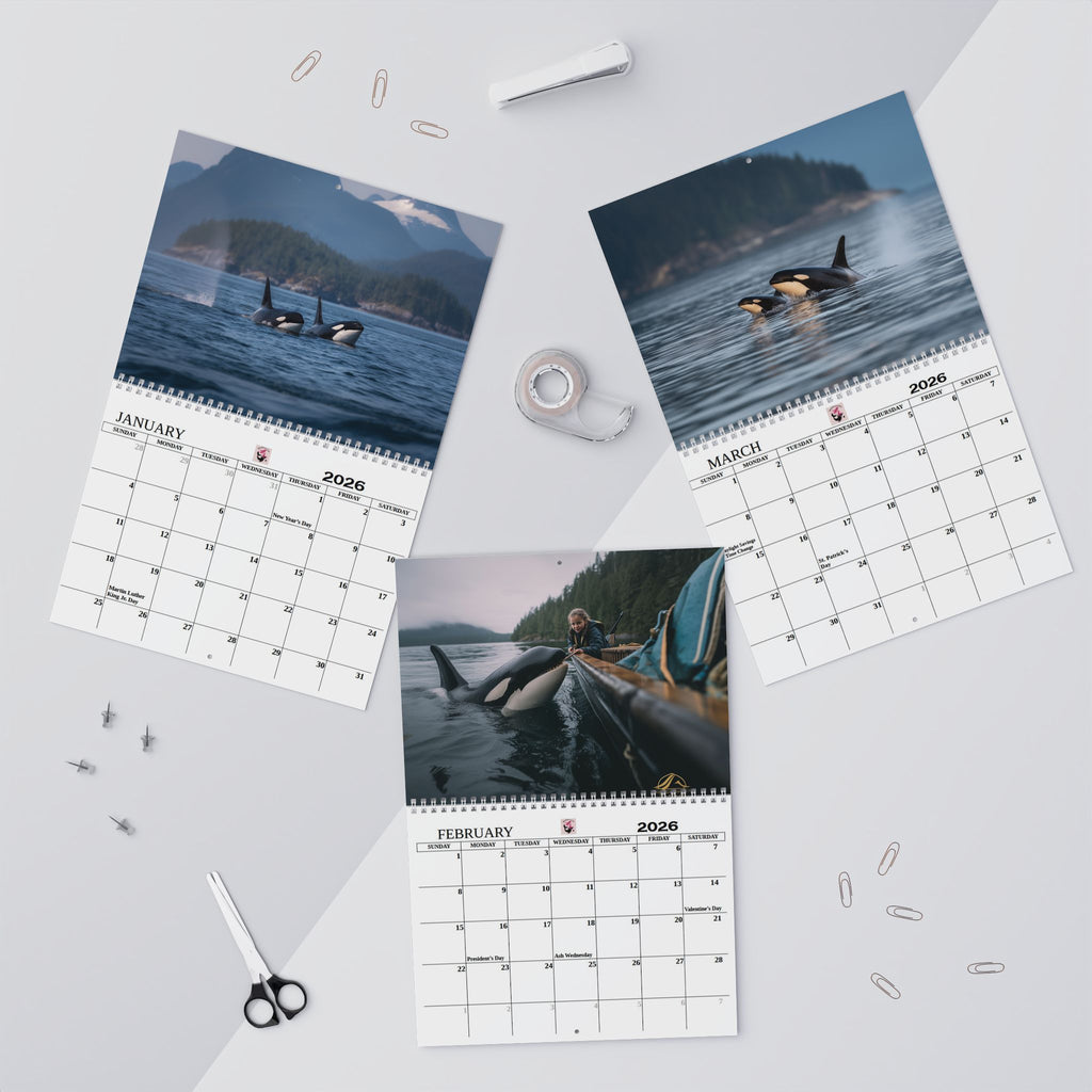 2026 Orca Wall Calendar  12-Month Marine Calendar