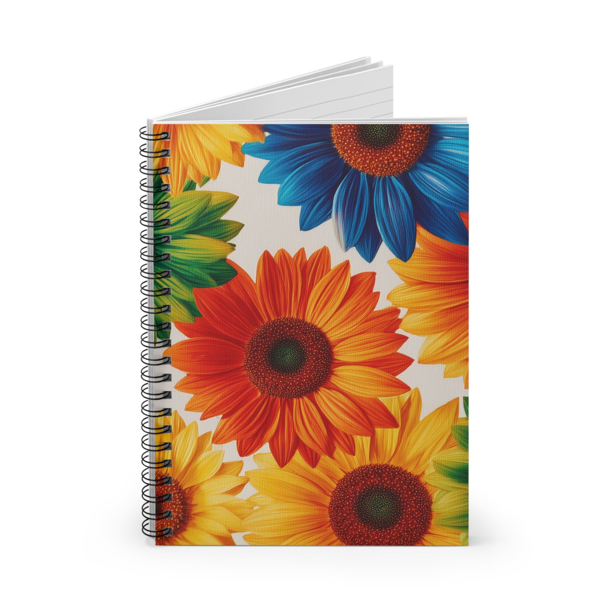 Vibrant Floral Spiral Notebook, Sunflower Journal, Cute Writing Pad, Gift for Students, Creative Notepad, Inspirational Stationery