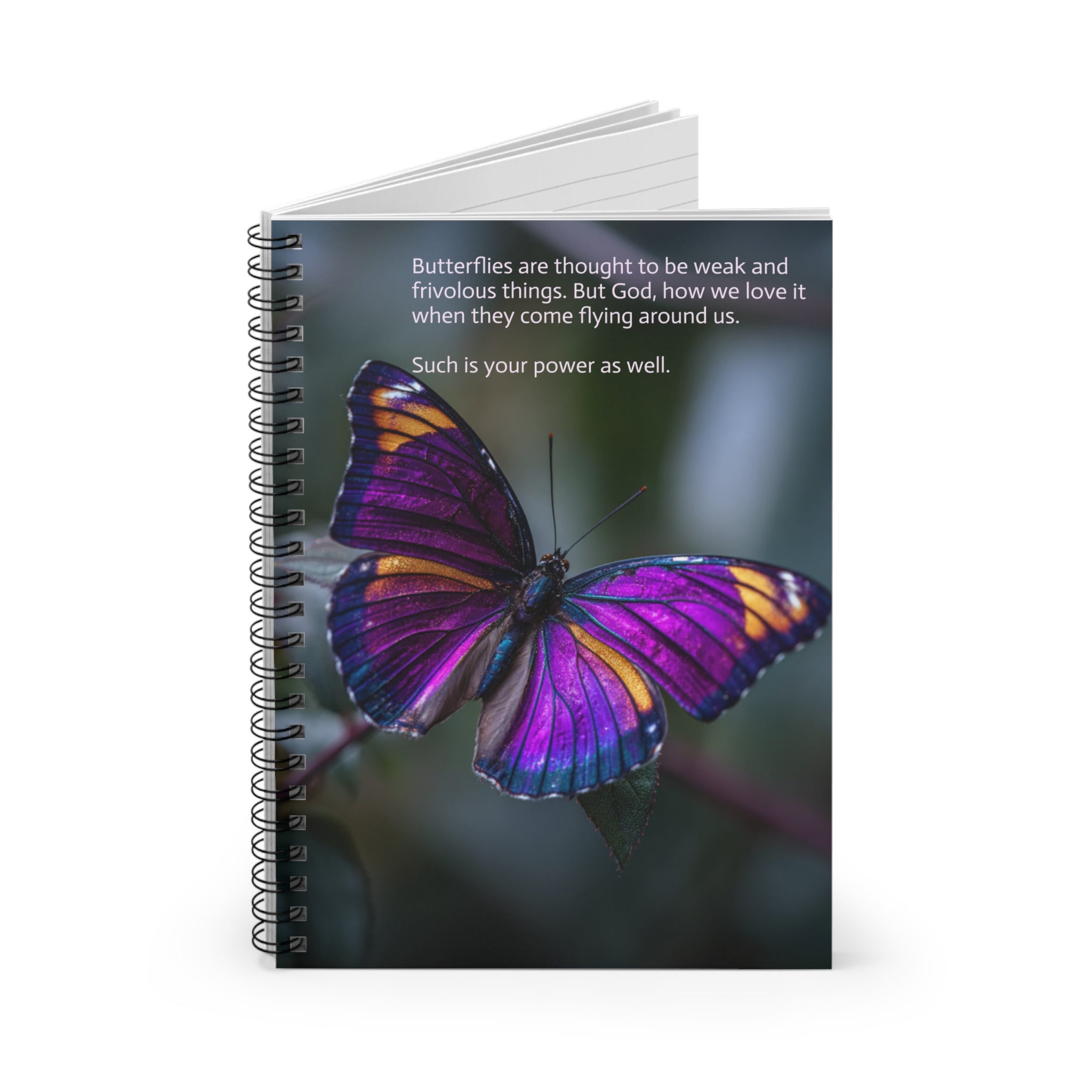 Butterfly Inspirational Spiral Notebook, Cute Journal for Writers, Gift for Nature Lovers, Butterfly Lovers Gift, Creative Writing Tool