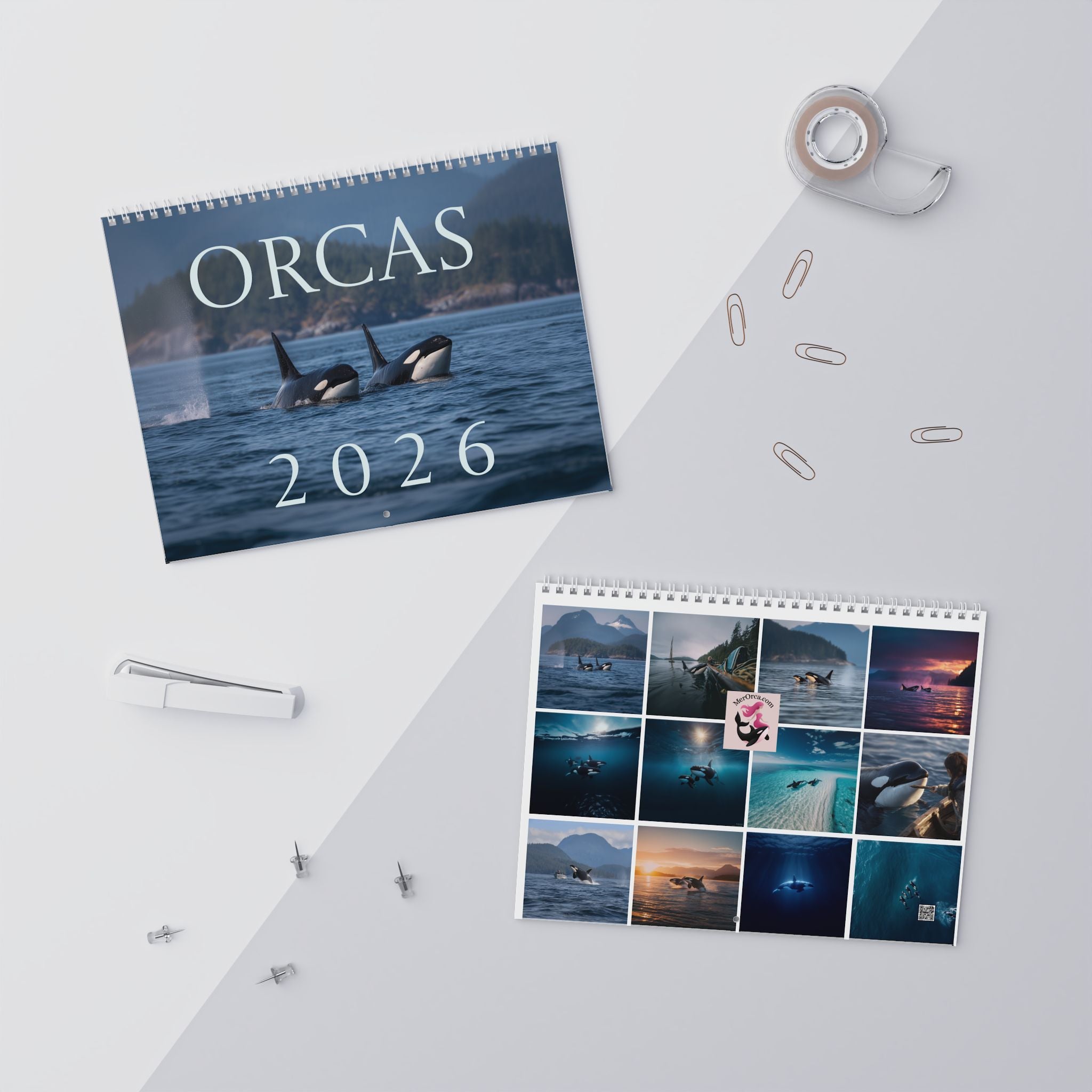 2026 Orca Wall Calendar  12-Month Marine Calendar
