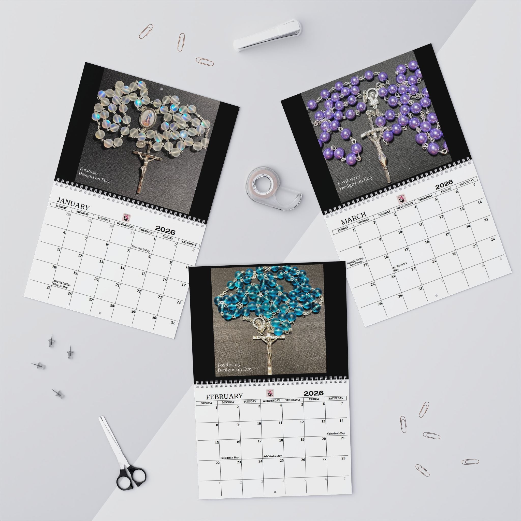 Religious Rosary Wall Calendar  2026