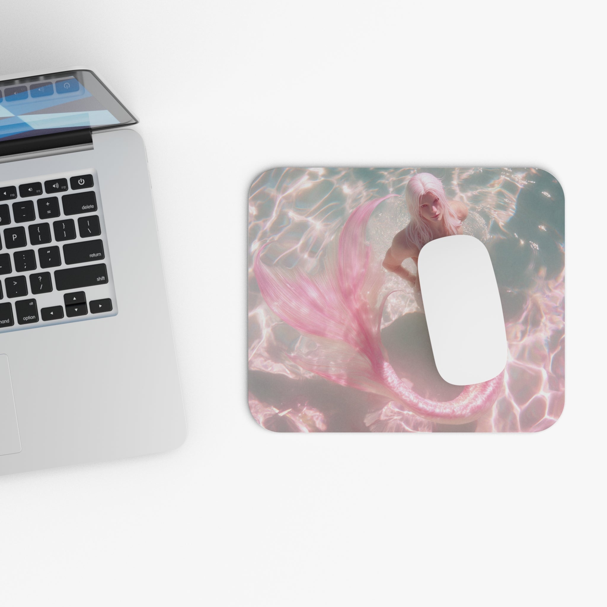 Merman Mermaid Mouse Pad  Pink Merman Pool Desk Mat