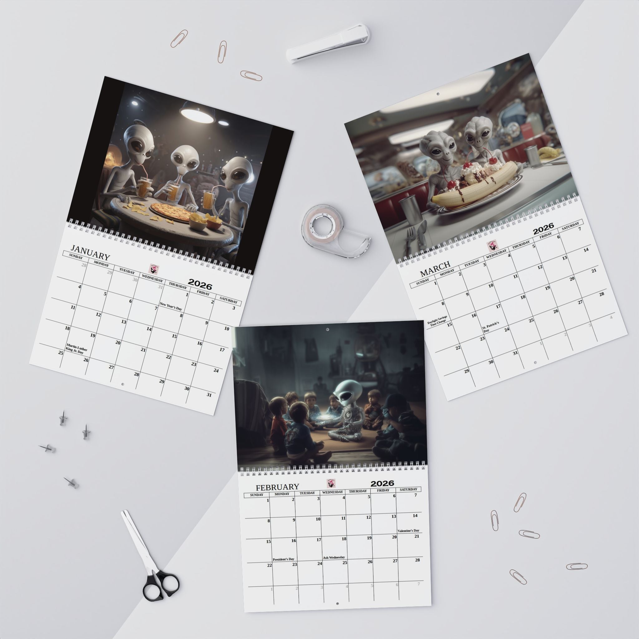 Aliens Among Us Wall Calendar 2026