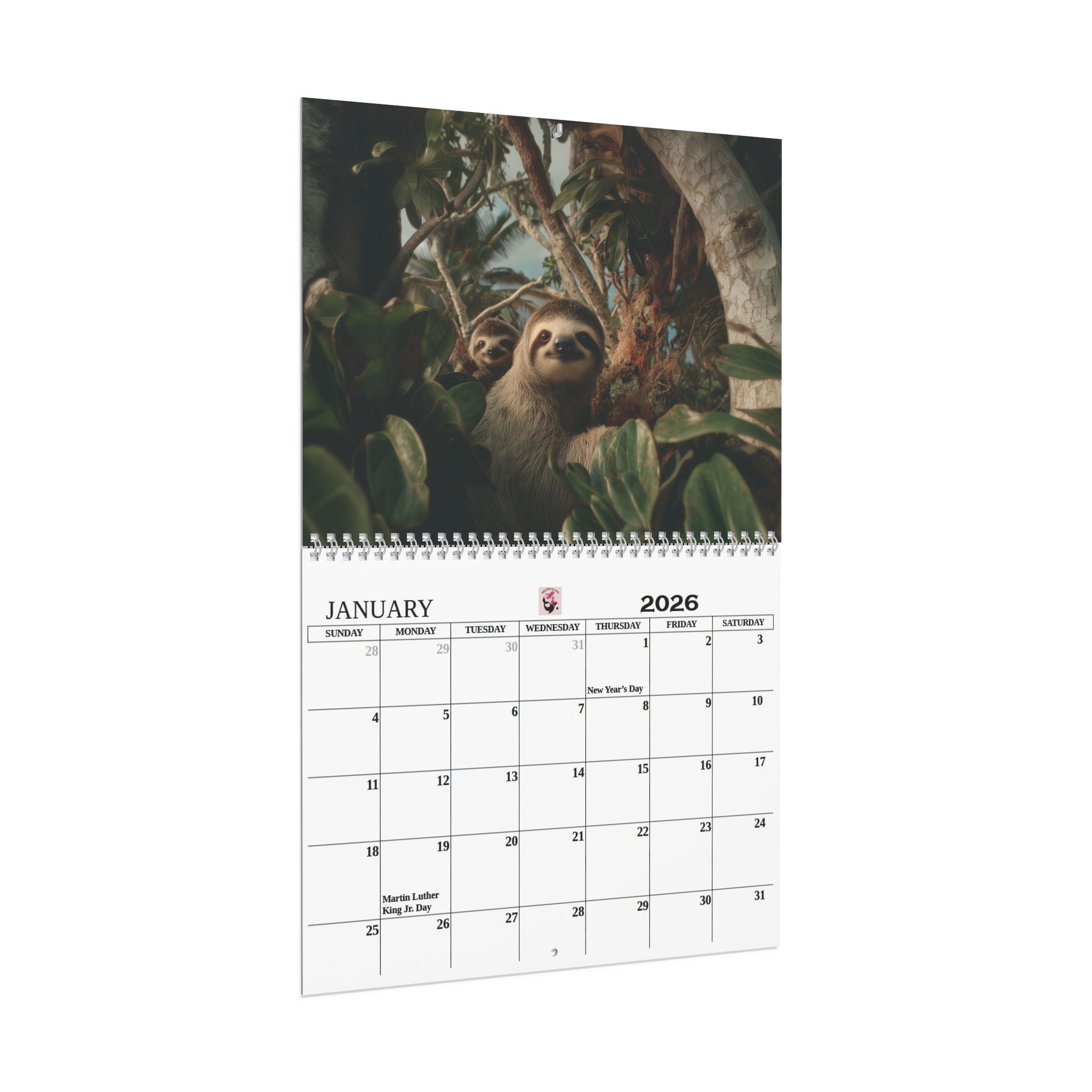 Sloth Wall Calendar 12‑Month Scenic Animal Calendar