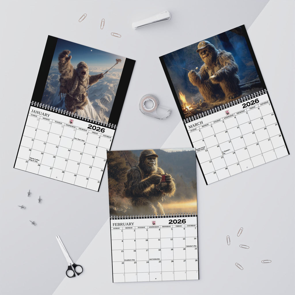 2026 Adventure Yeti Wall Calendar  Bigfoot Adventure Calendar