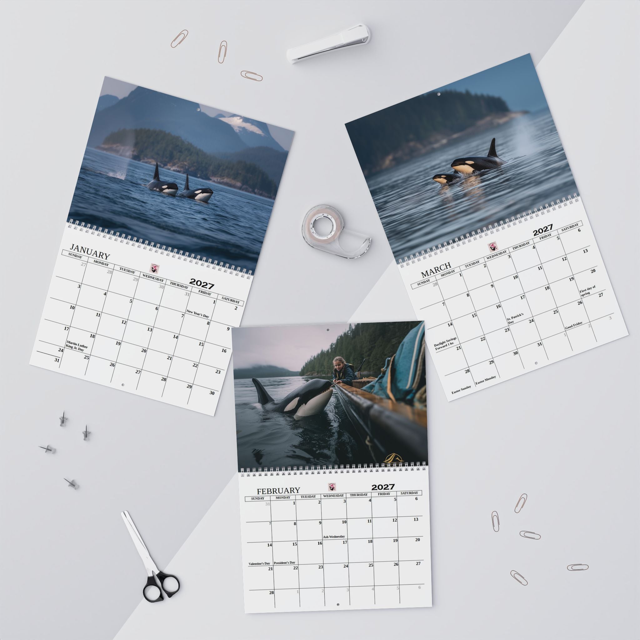 2027 Orca Wall Calendar  12-Month Marine Calendar