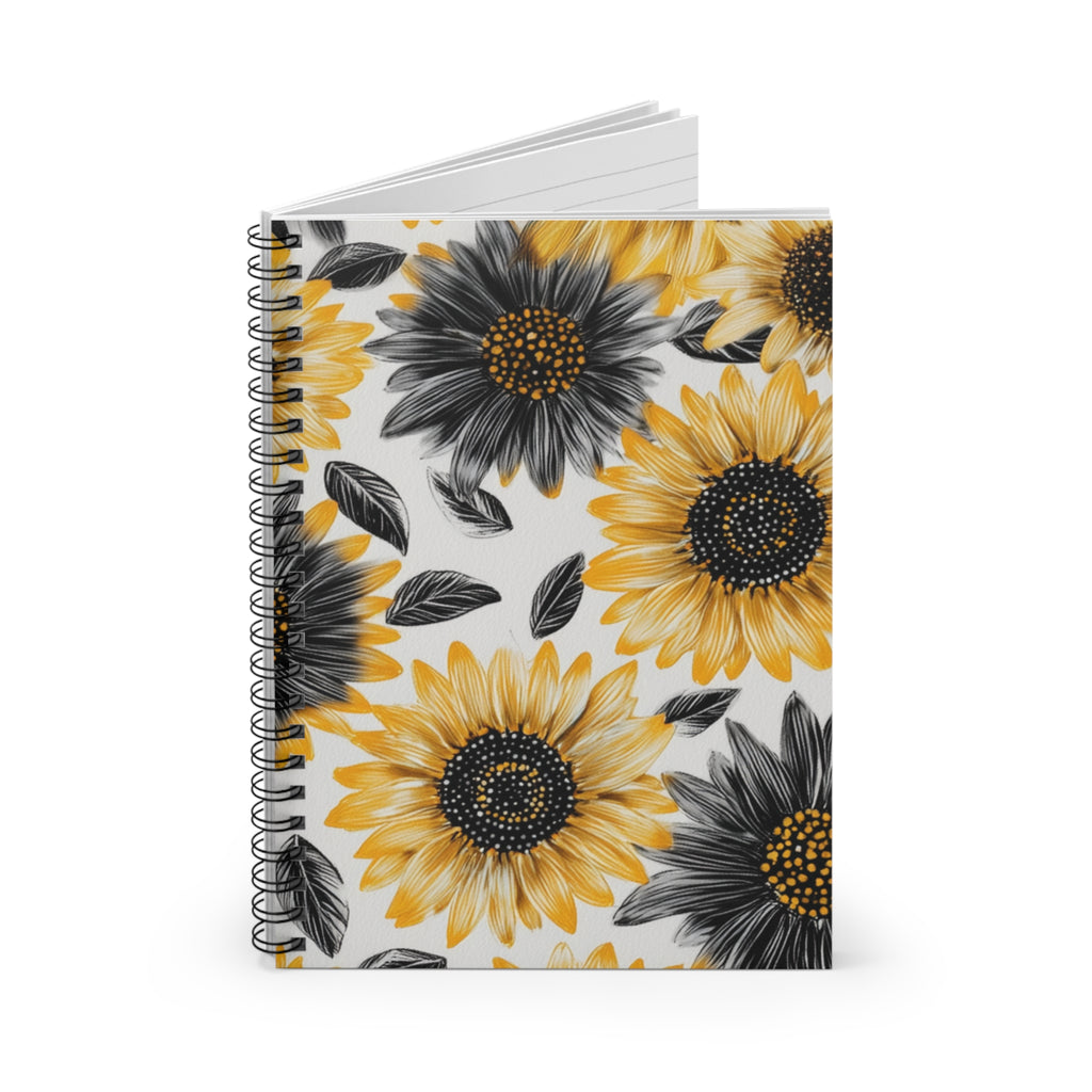 Sunflower Spiral Notebook, Cheerful Desk Journal, Floral Writing Pad, Gift for Students, Summer Decor