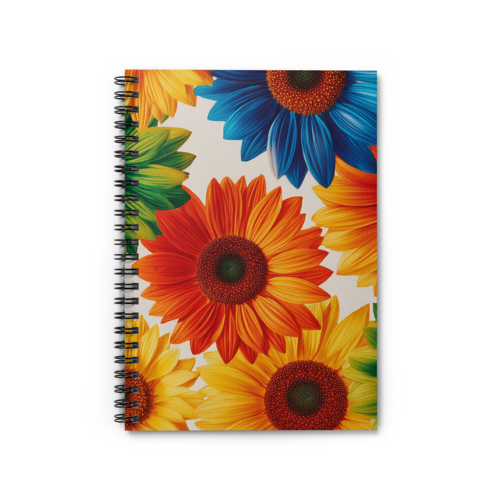 Vibrant Floral Spiral Notebook, Sunflower Journal, Cute Writing Pad, Gift for Students, Creative Notepad, Inspirational Stationery
