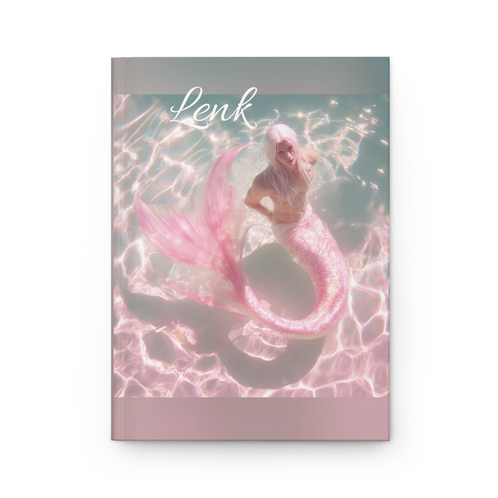 Merman/Mermaid Hardcover Journal 'Lenk' Pink Ocean Notebook