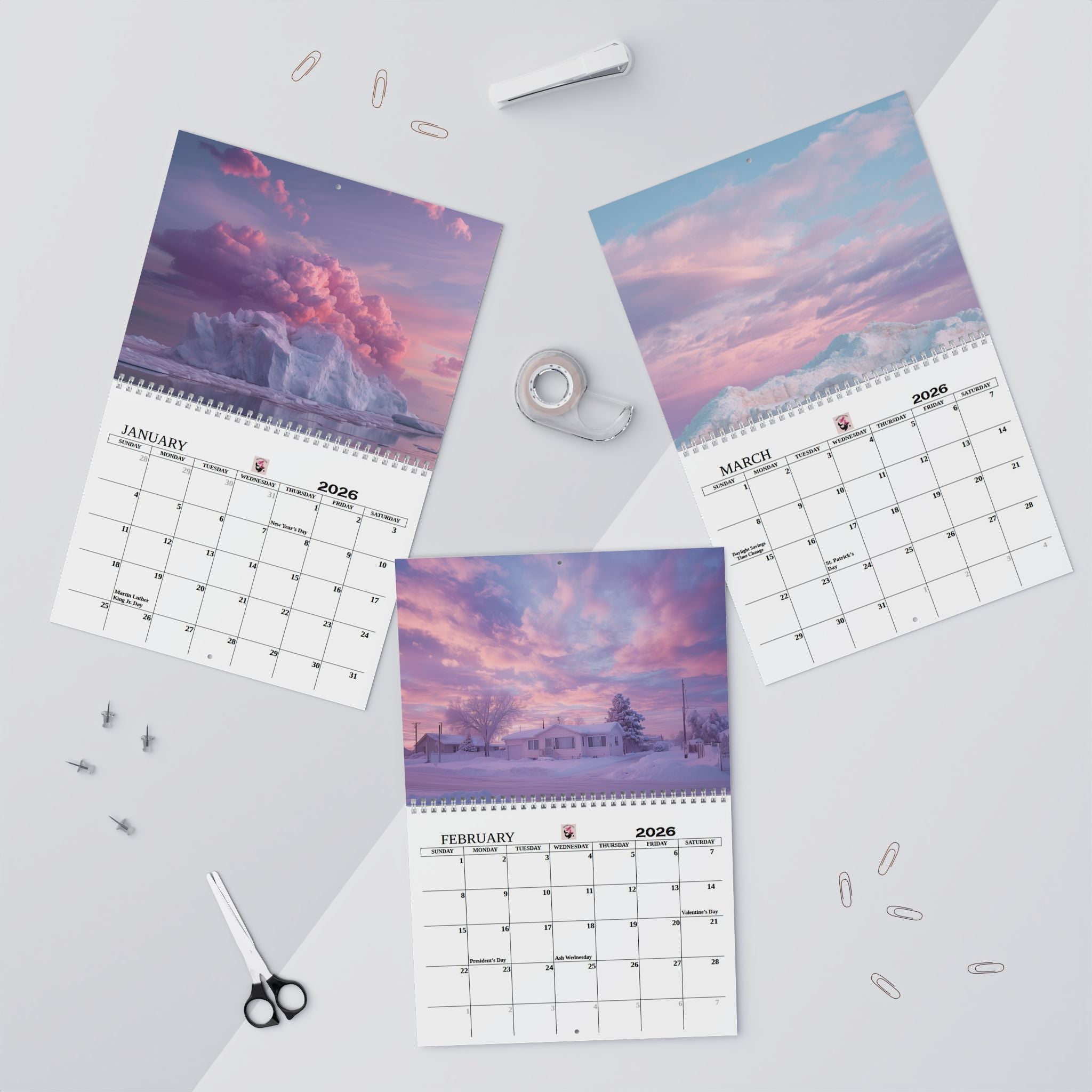 Pink Skies Wall Calendar  2026