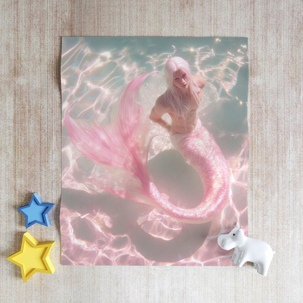 Merman Mermaid Dream Pink Throw Blanket