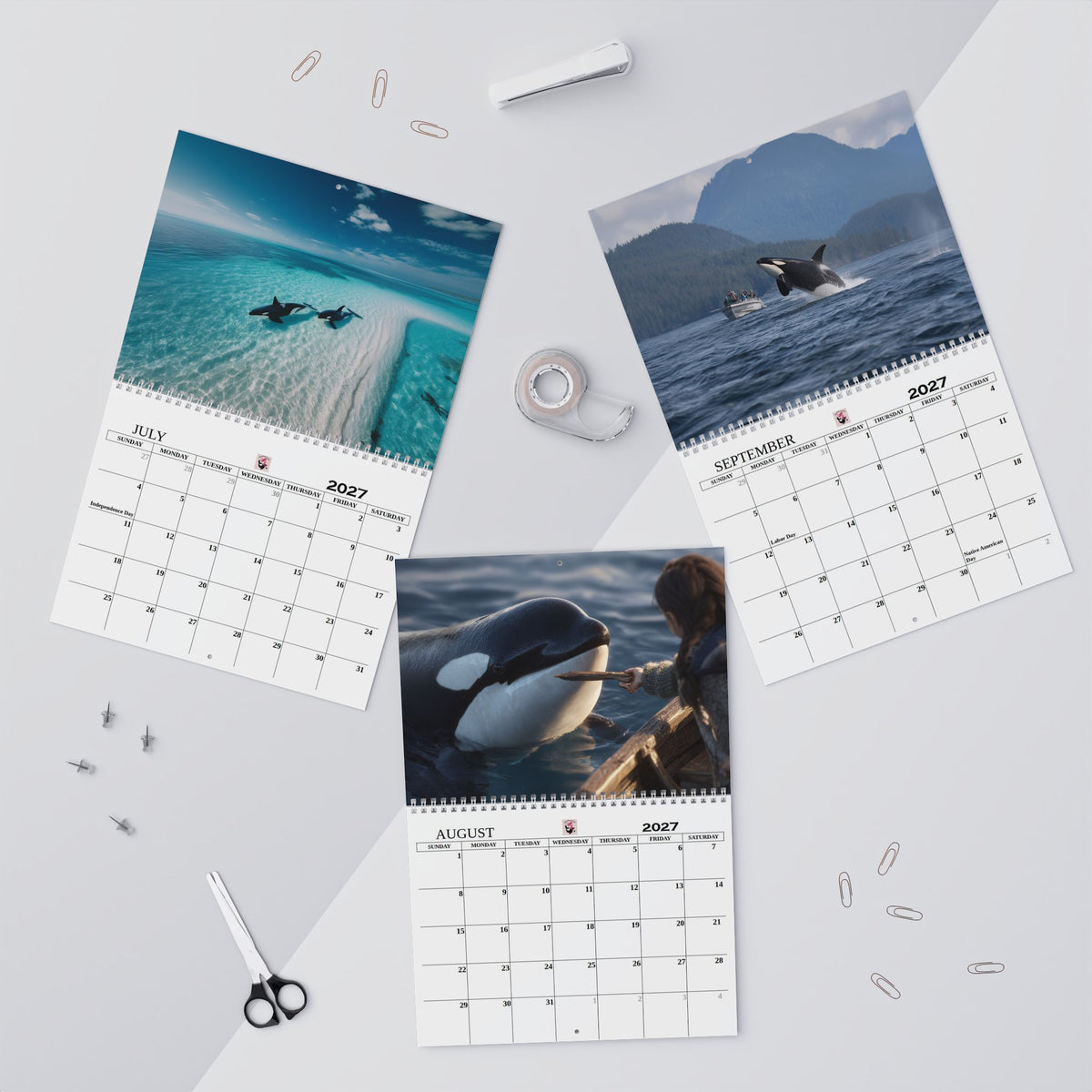2027 Orca Wall Calendar  12-Month Marine Calendar