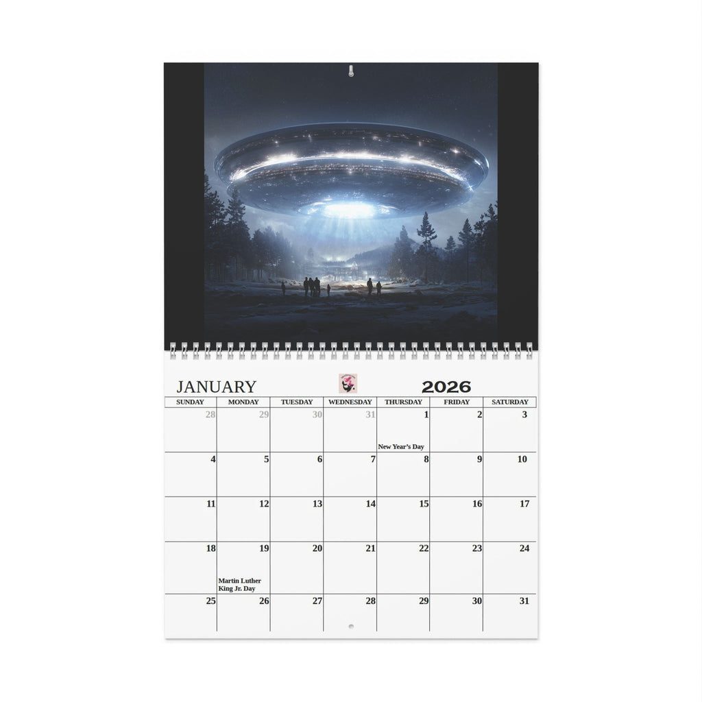 Alien UFO Art Wall Calendar  Sci‑Fi Space Calendar