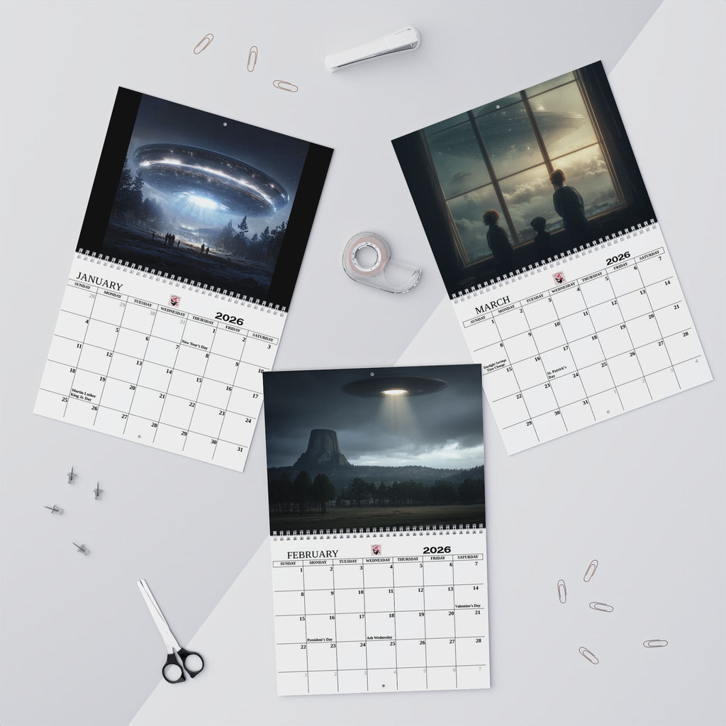 Alien UFO Art Wall Calendar  Sci‑Fi Space Calendar