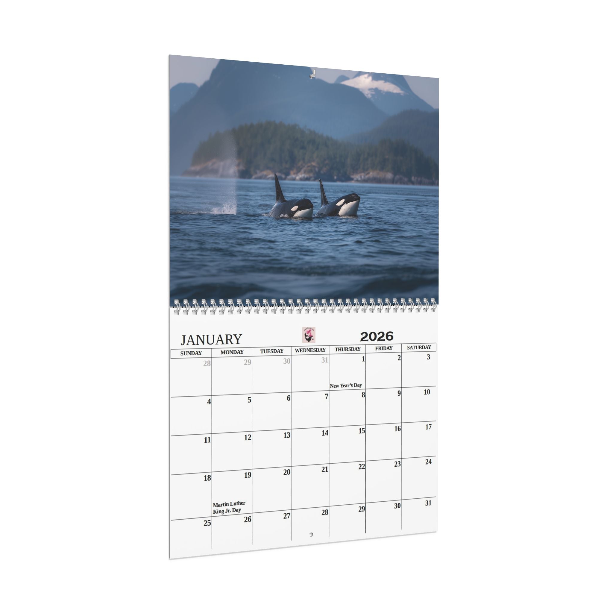 2026 Orca Wall Calendar  12-Month Marine Calendar