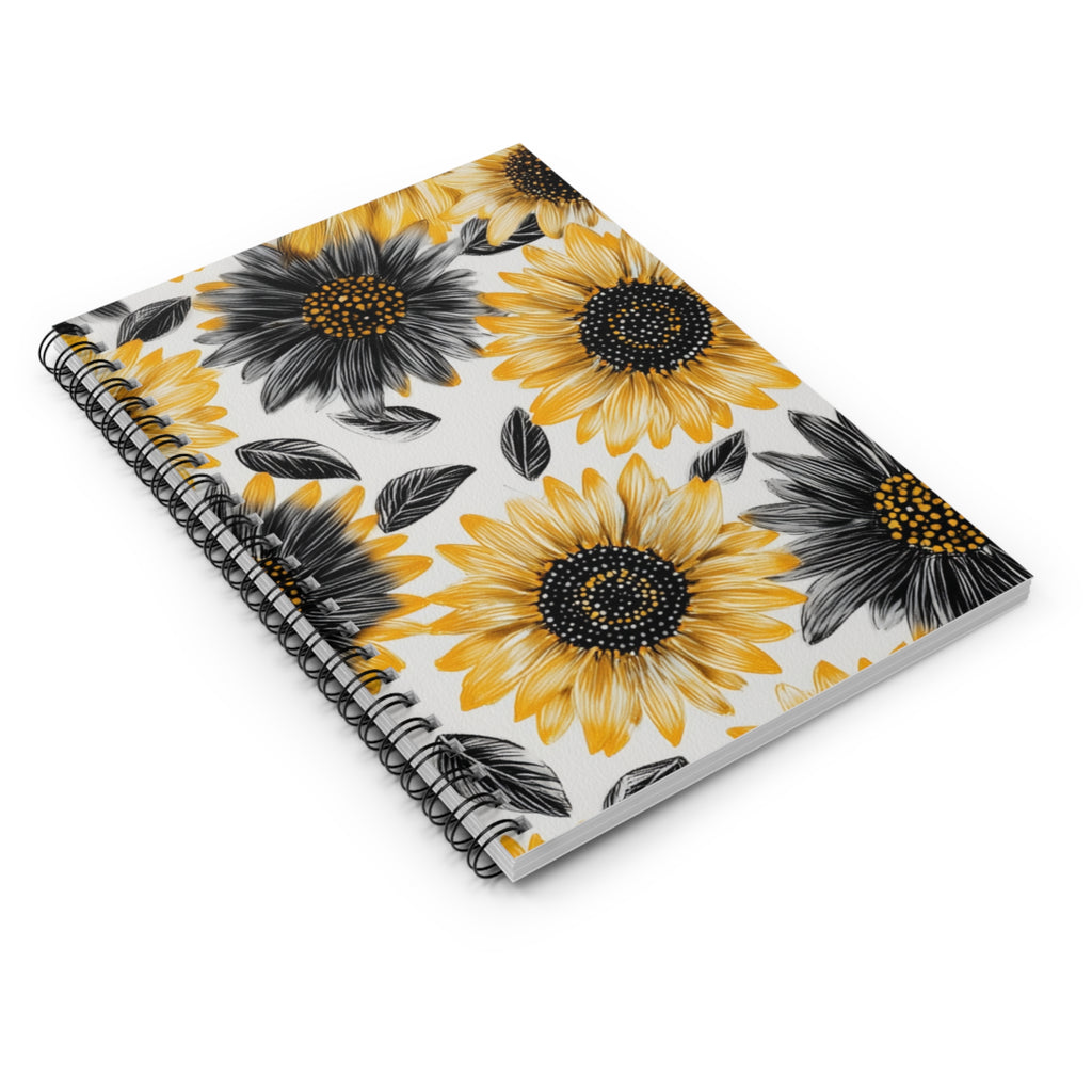 Sunflower Spiral Notebook, Cheerful Desk Journal, Floral Writing Pad, Gift for Students, Summer Decor