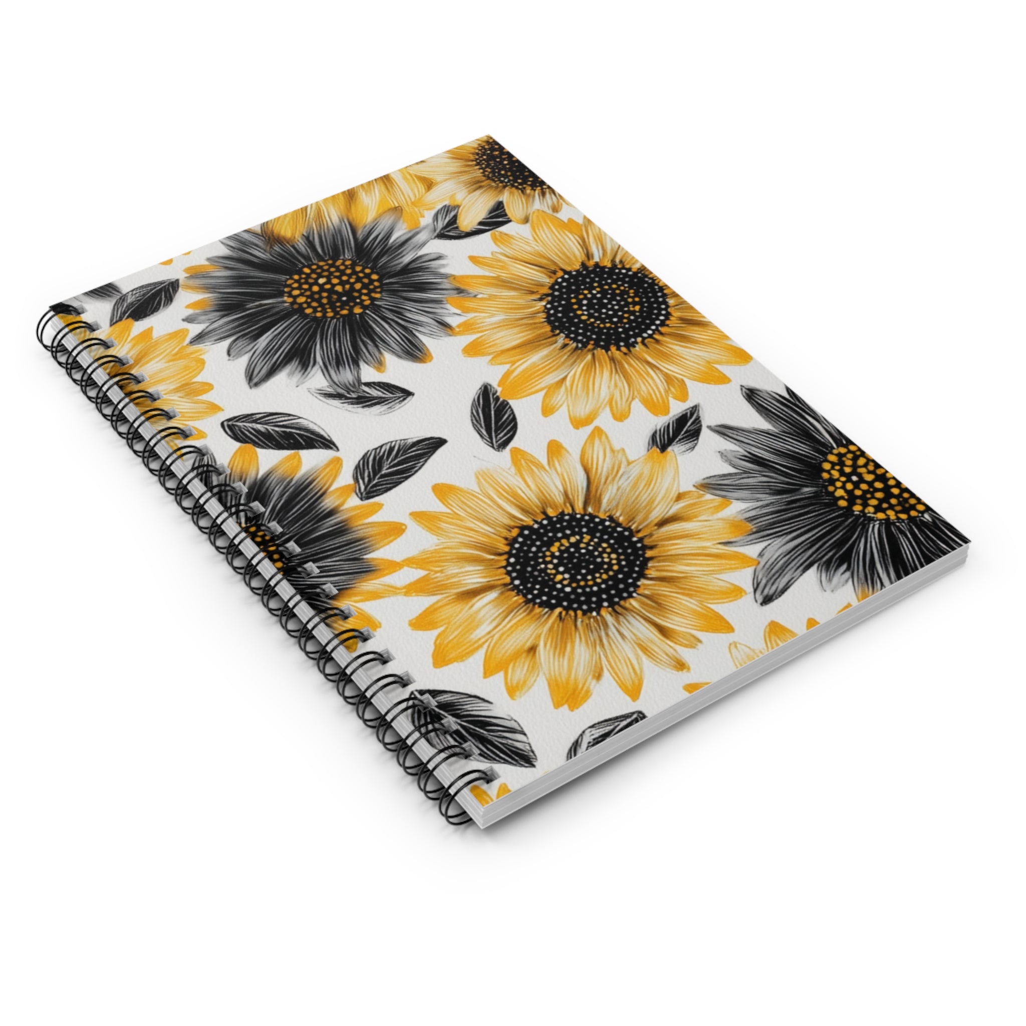 Sunflower Spiral Notebook, Cheerful Desk Journal, Floral Writing Pad, Gift for Students, Summer Decor