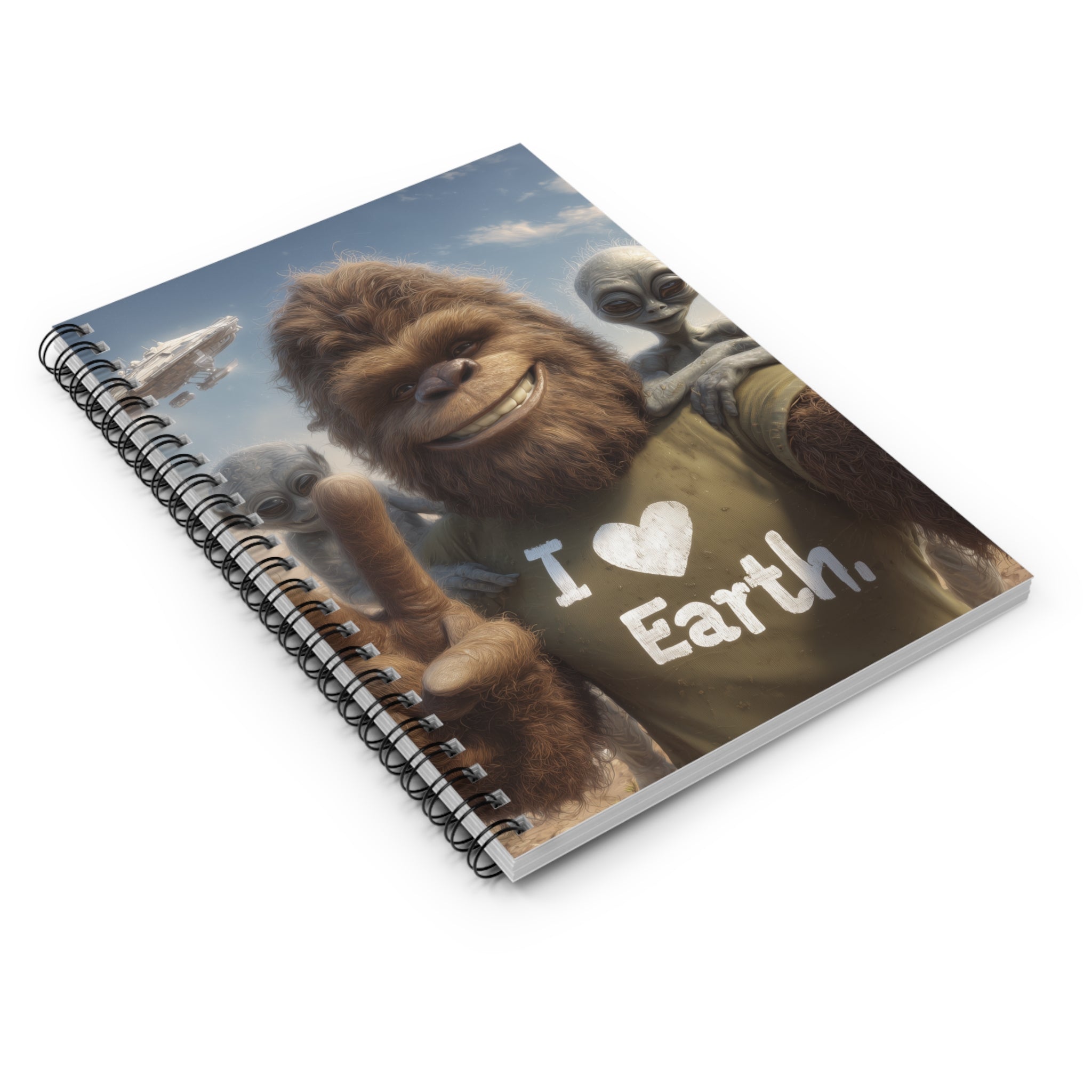Bigfoot and Aliens I Love Earth Notebook - Writing Journal