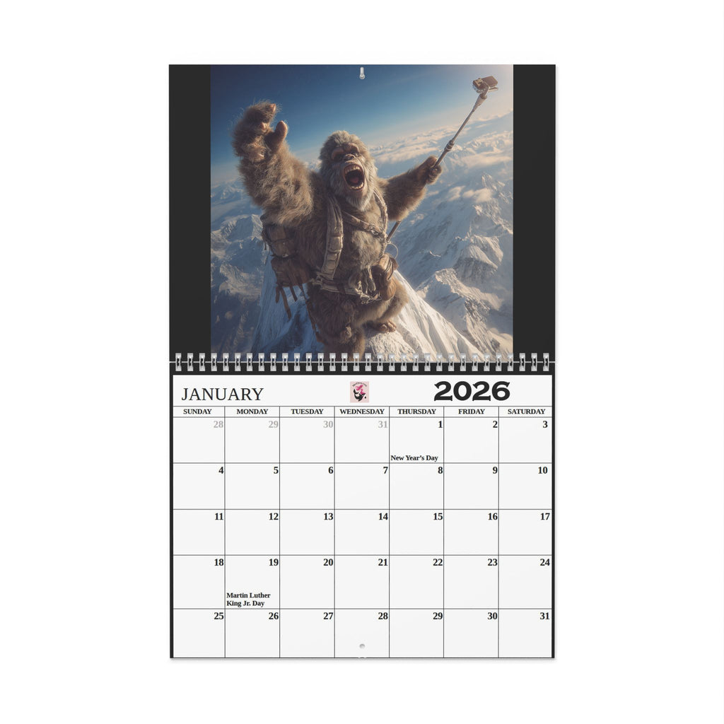 2026 Adventure Yeti Wall Calendar  Bigfoot Adventure Calendar