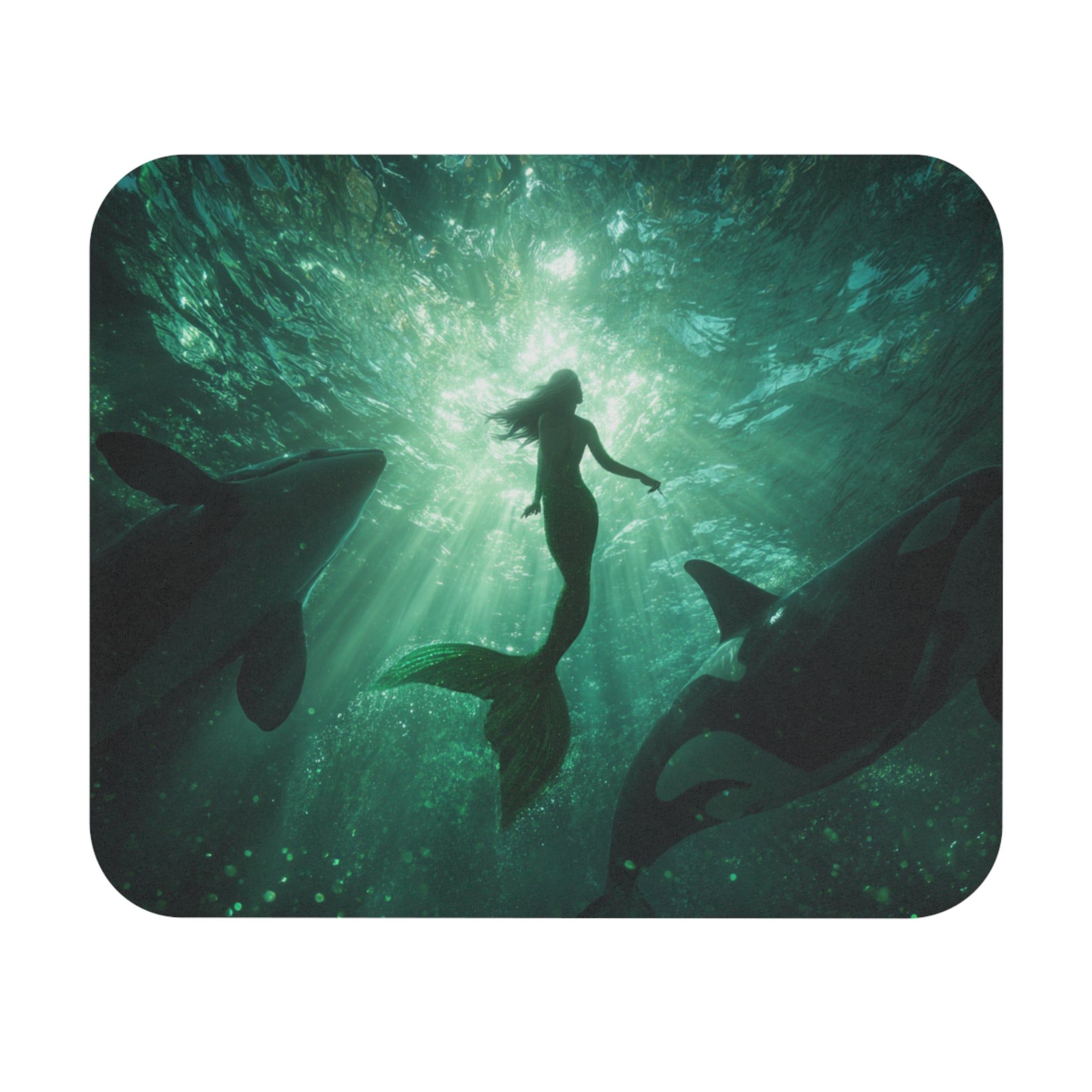 Mermaid and Orcas Mouse Pad Desk Mat