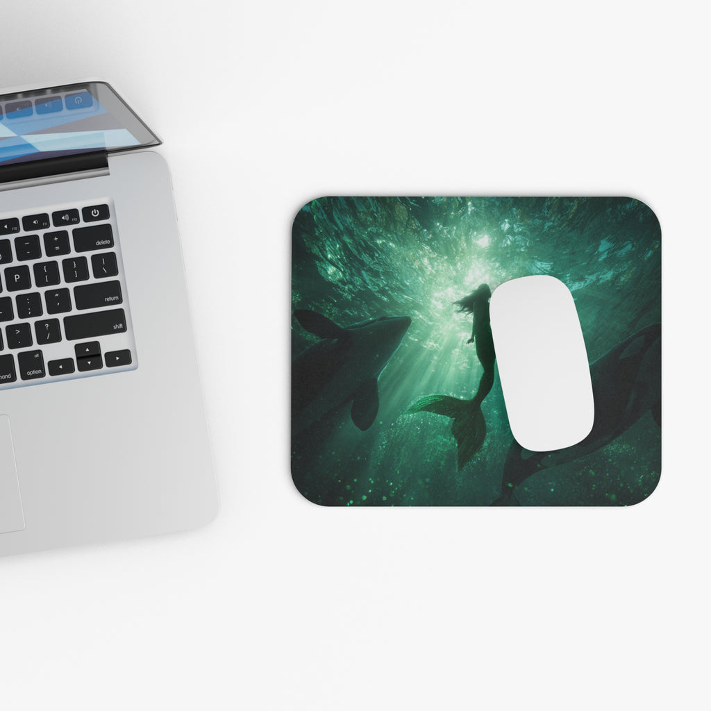 Mermaid and Orcas Mouse Pad Desk Mat
